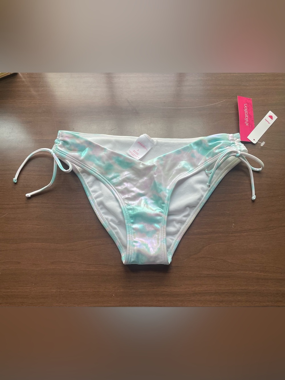Xhilaration Iridescent Mint Tie-Side Swim Bottoms
